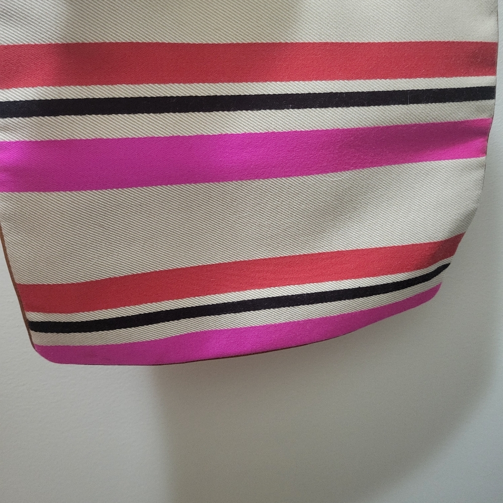 Kate spade NY Adrianne canvas striped flat pouch. Length-11. H-10in. - Picture 4 of 8